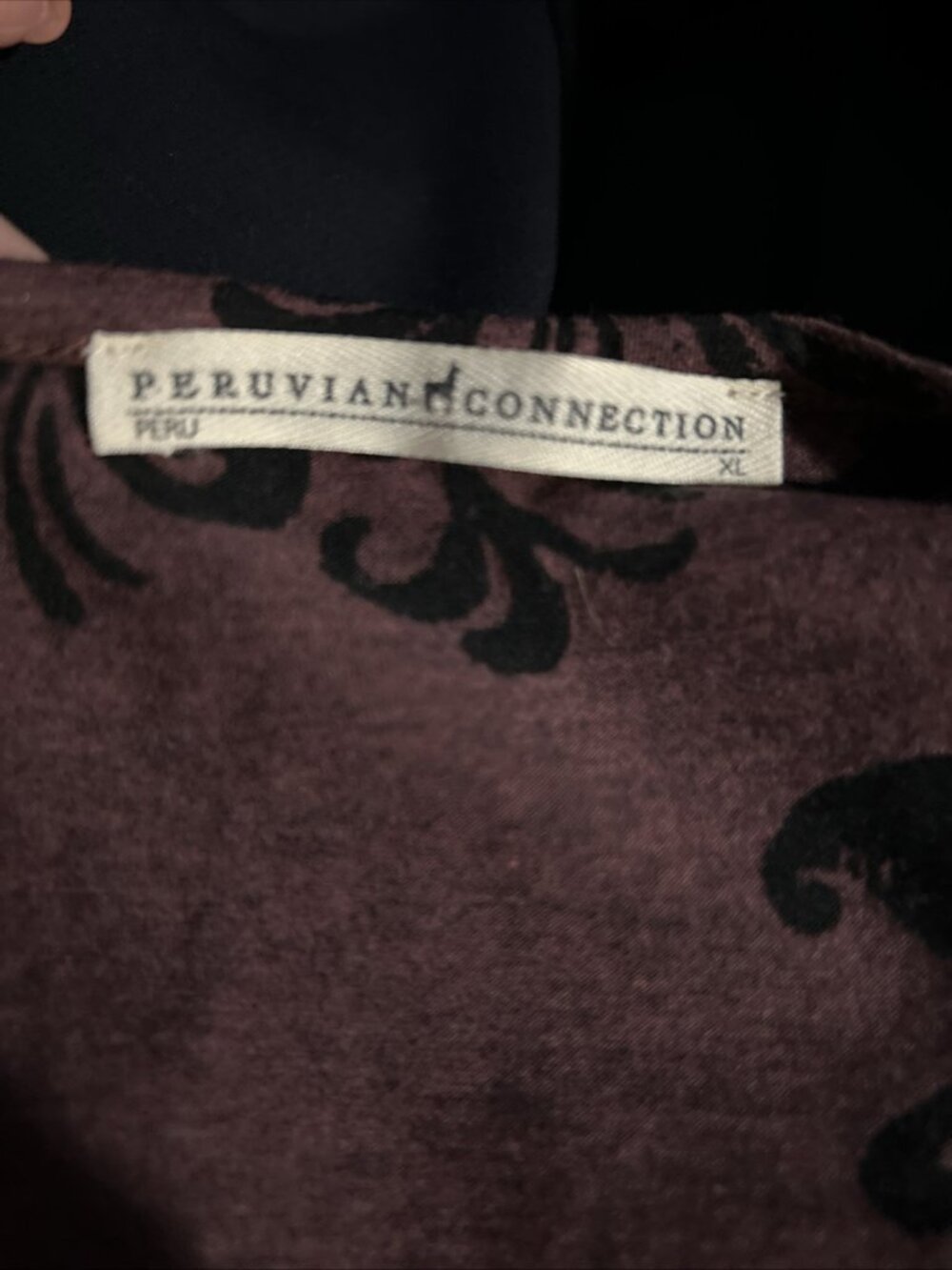 Peruvian Connection 3/4 Sleeve Floral Burnout Tunic Top Shirt XL Whimsigoth - Picture 9 of 10